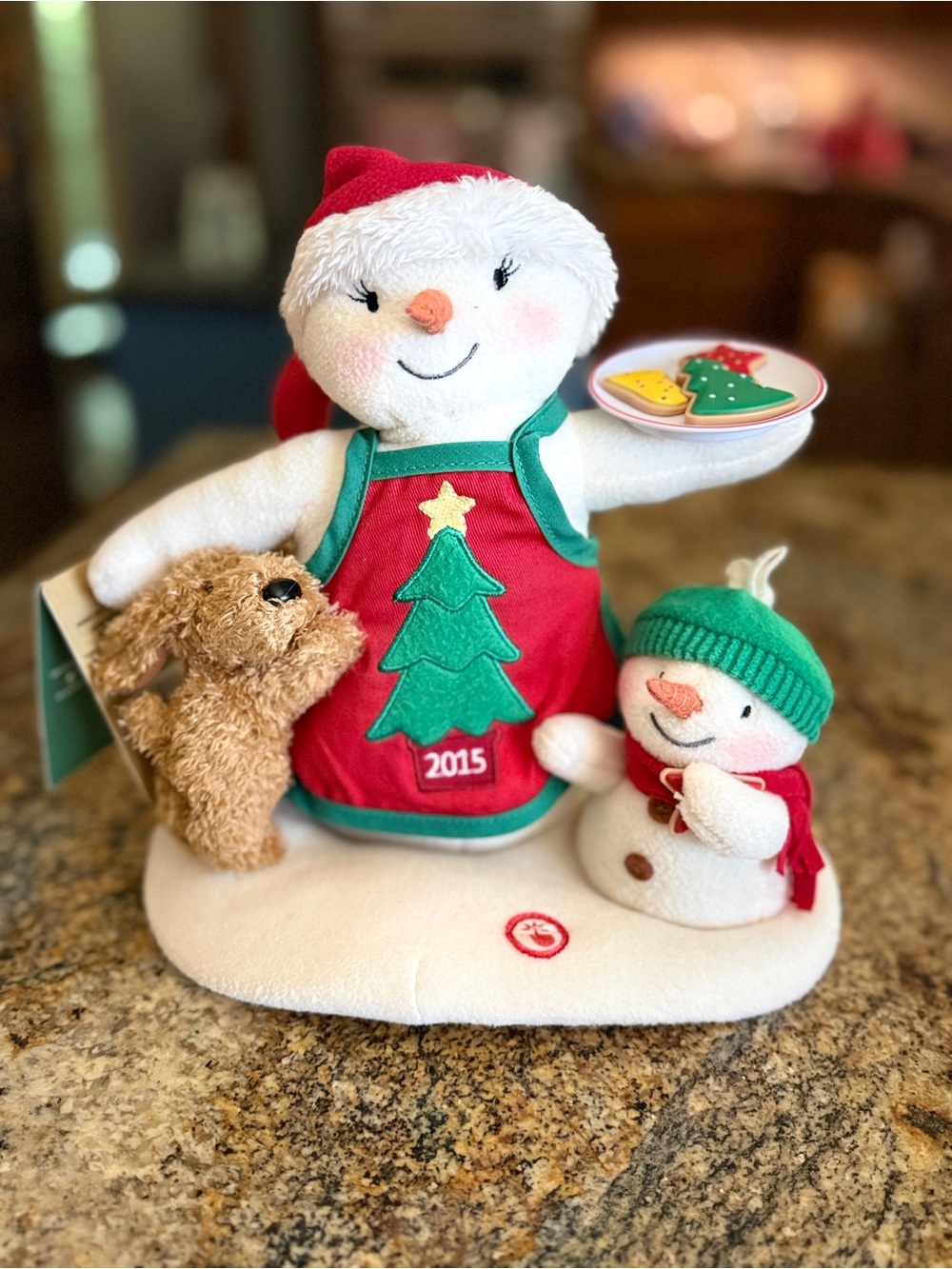 Plush Holiday Snowman Duo with Cookies - Red & Green